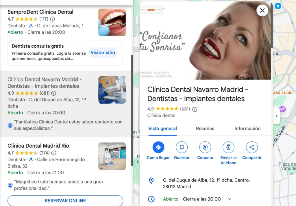 reseñas seo para clínicas dentales